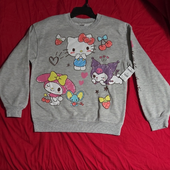 Sanrio Gray Sweatshirt with Colorful Characters - Picture 1 of 4